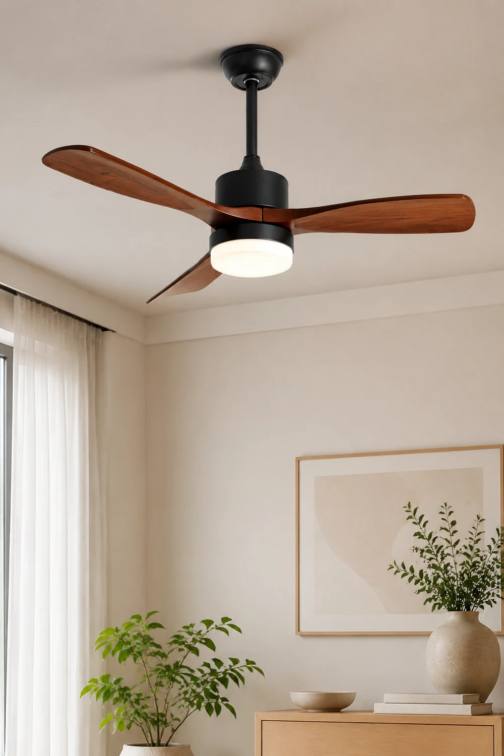 Haydn 3-Blatt Schwarzer Deckenventilator mit Beleuchtung, Metall & ABS, ∅132CM - Lumpaz