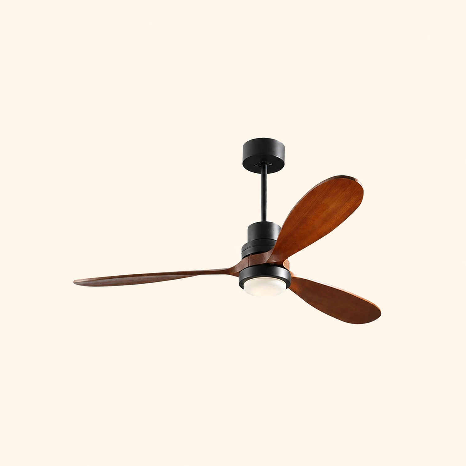 Haydn 3-Blatt-Deckenventilator mit Beleuchtung, Schwarz, Metall & Holz, ∅132CM - Lumpaz