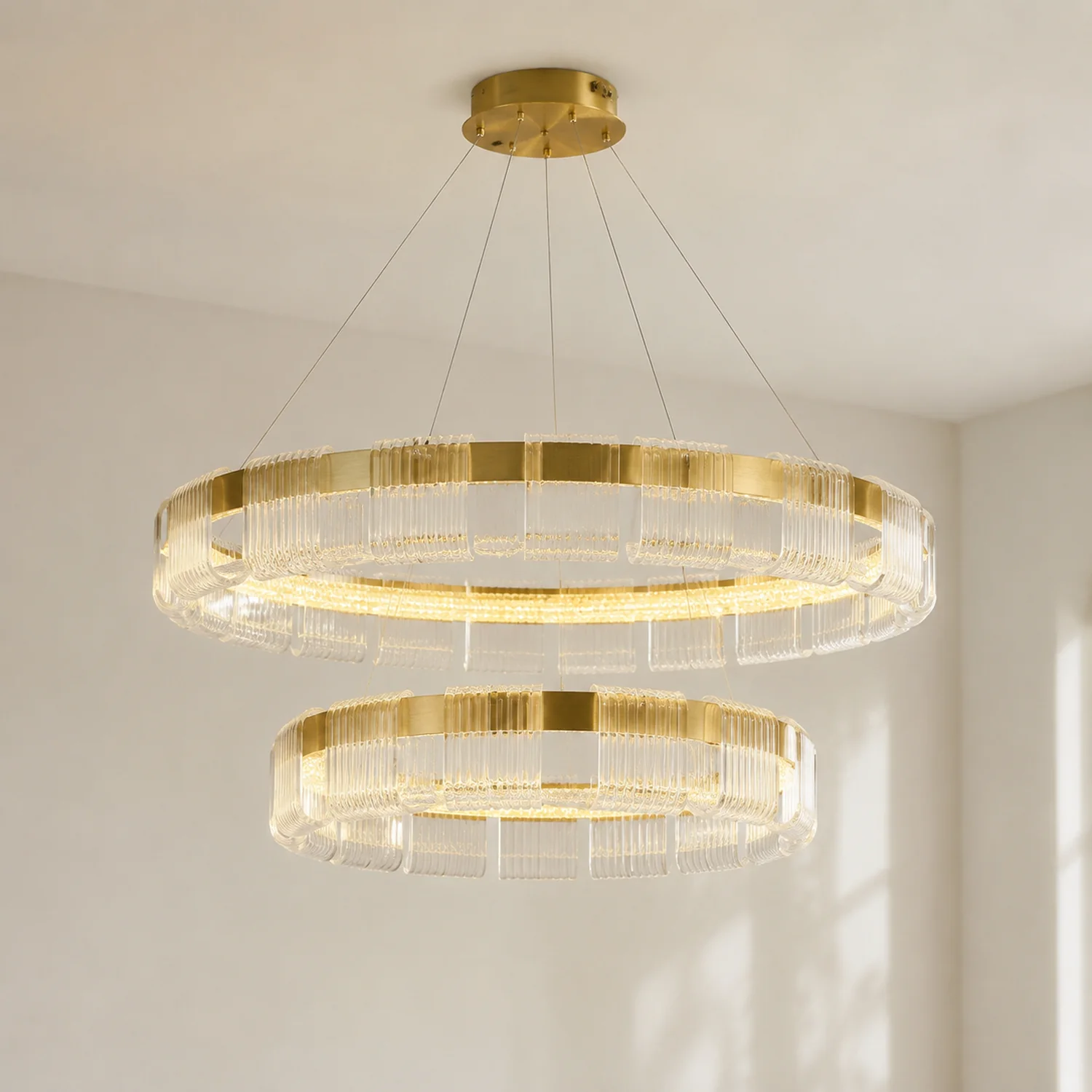 Evette Kronleuchter, Aluminium & Acryl, 1/2 Ringe, ∅40/60/80/100CM - Lumpaz