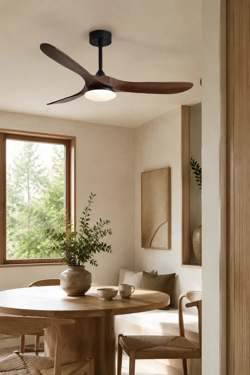 Haydn Schwarz 3 Blätter Deckenventilator mit Beleuchtung, Metall & Holz, ∅132CM - Lumpaz
