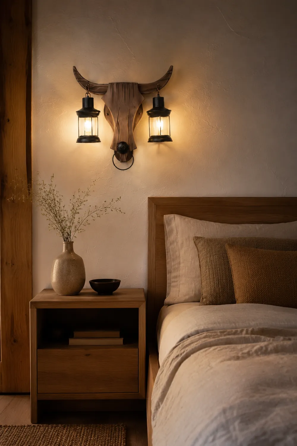 Austin Bull Laterne Wandleuchte, 2 flammig, Holz & Metall - Lumpaz