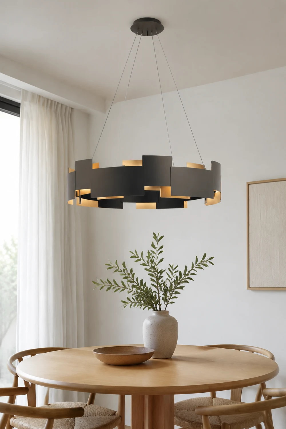 Evette Schwarze Pendellampe, 6/8-flammig, ∅60/80CM - Lumpaz