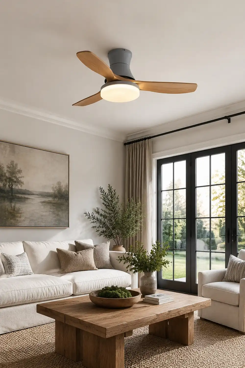 Haydn 3-Blatt-Deckenventilator mit Beleuchtung, 2 Farbe, Metall & Holz, ∅132CM - Lumpaz