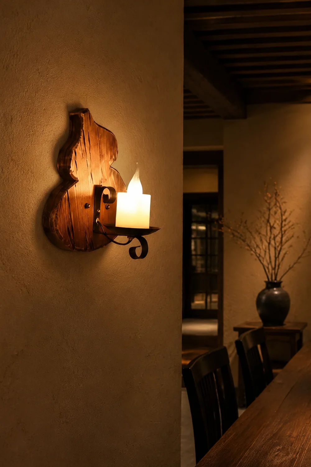 Austin Cucurbits Kerze Wandleuchte, Holz & Metall - Lumpaz