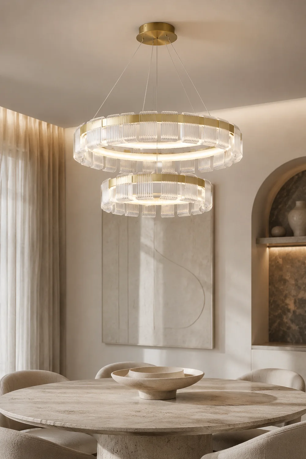 Evette Kronleuchter, Aluminium & Acryl, 1/2 Ringe, ∅40/60/80/100CM - Lumpaz