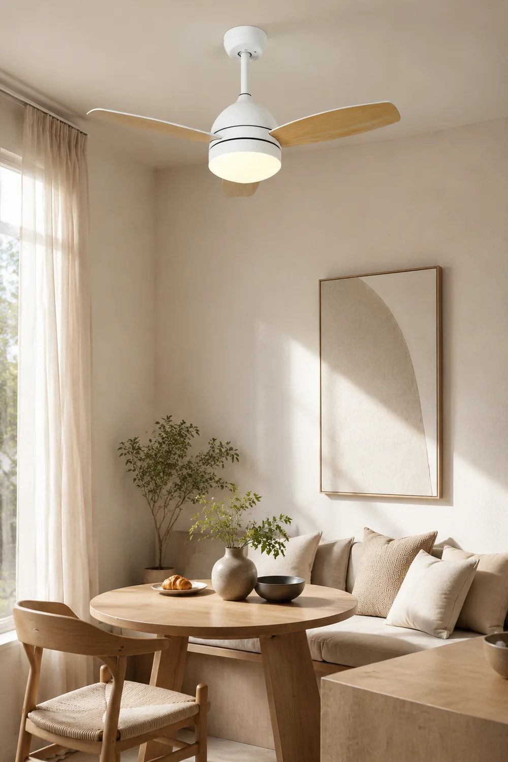 Haydn 3-Blatt-Deckenventilator mit Beleuchtung, Metall & Holz, 2 Farbe, ∅107CM - Lumpaz