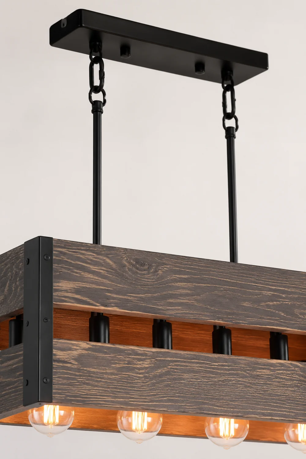 Alessio Pendelleuchte, Metall & Holz, 5-flammig, 2 Stile - Lumpaz