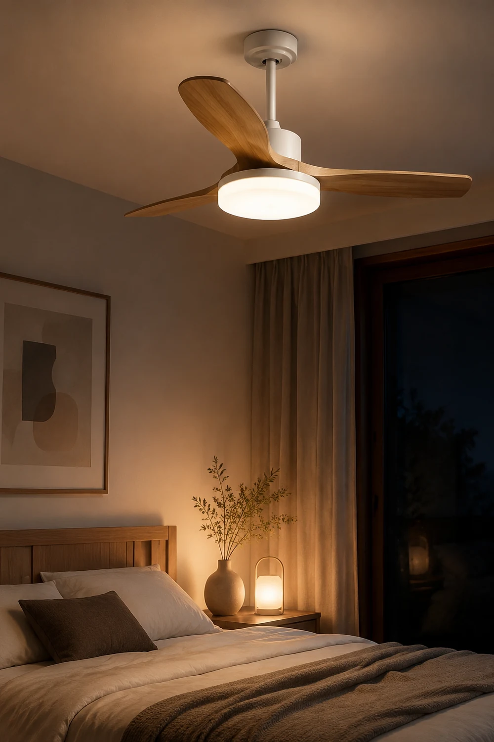 Haydn 3-Blatt Weißer Deckenventilator mit Beleuchtung, Metall & ABS, ∅132CM - Lumpaz