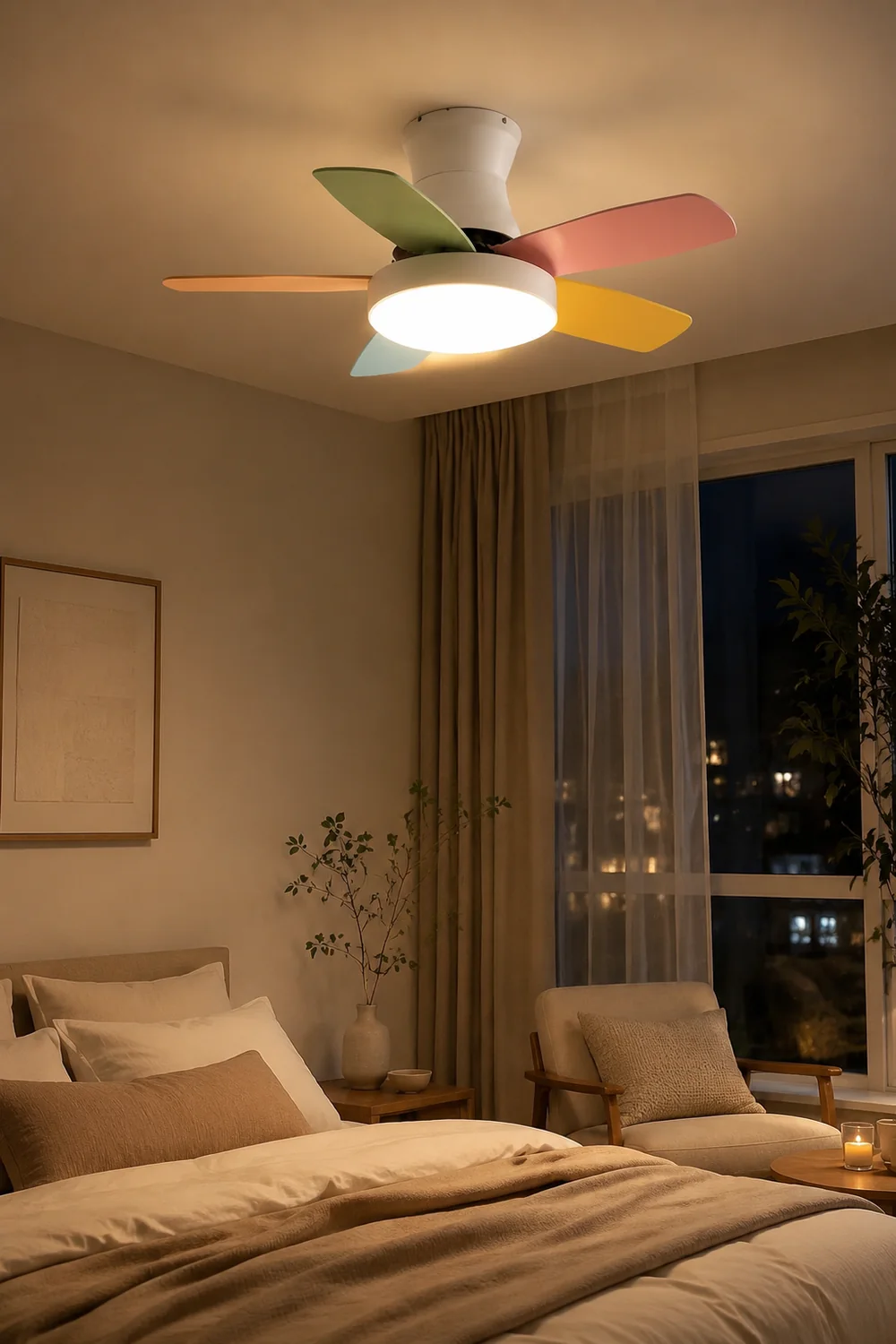 Morandi 5-Blatt Bunte Deckenventilator mit Beleuchtung, ∅107CM - Lumpaz