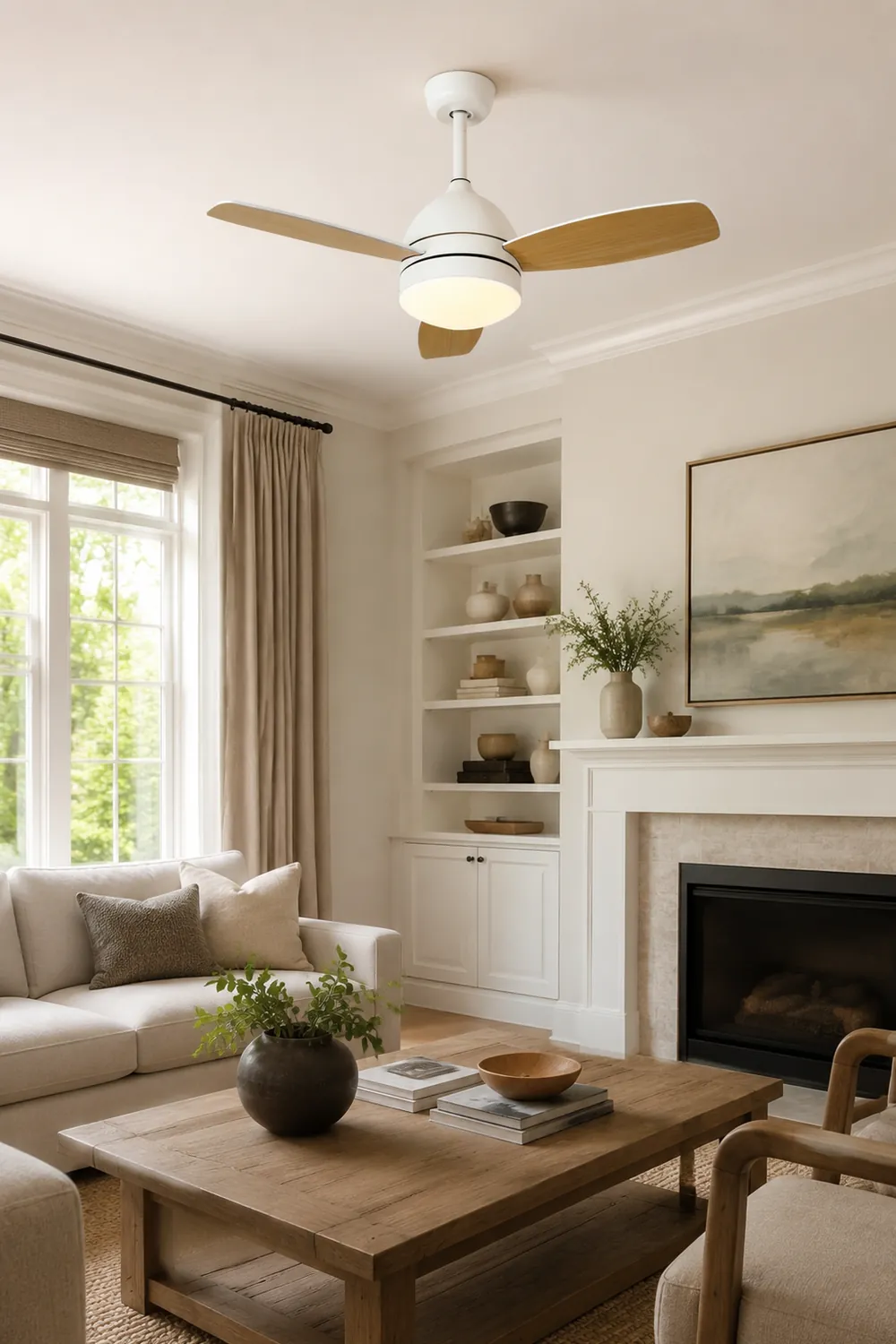 Haydn 3-Blatt-Deckenventilator mit Beleuchtung, Metall & Holz, 2 Farbe, ∅107CM - Lumpaz