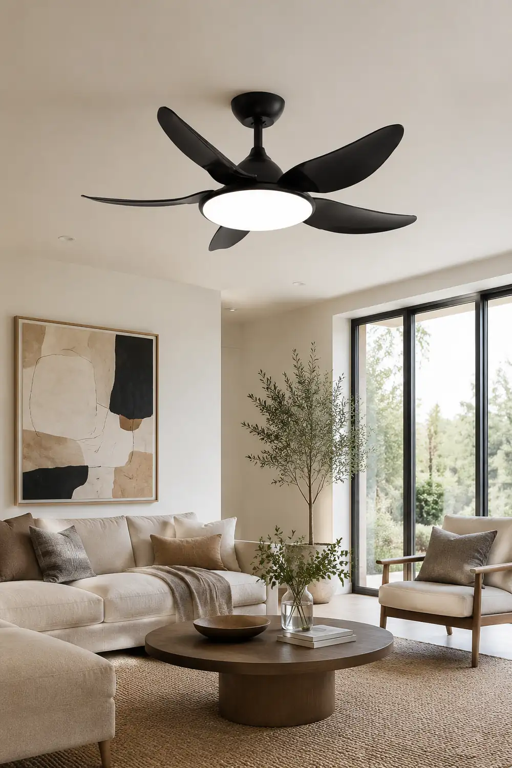 Haydn 5-Blätter Grundlegender Dicker Deckenventilator, 2 Farben, Metall & ABS, ∅132CM - Lumpaz