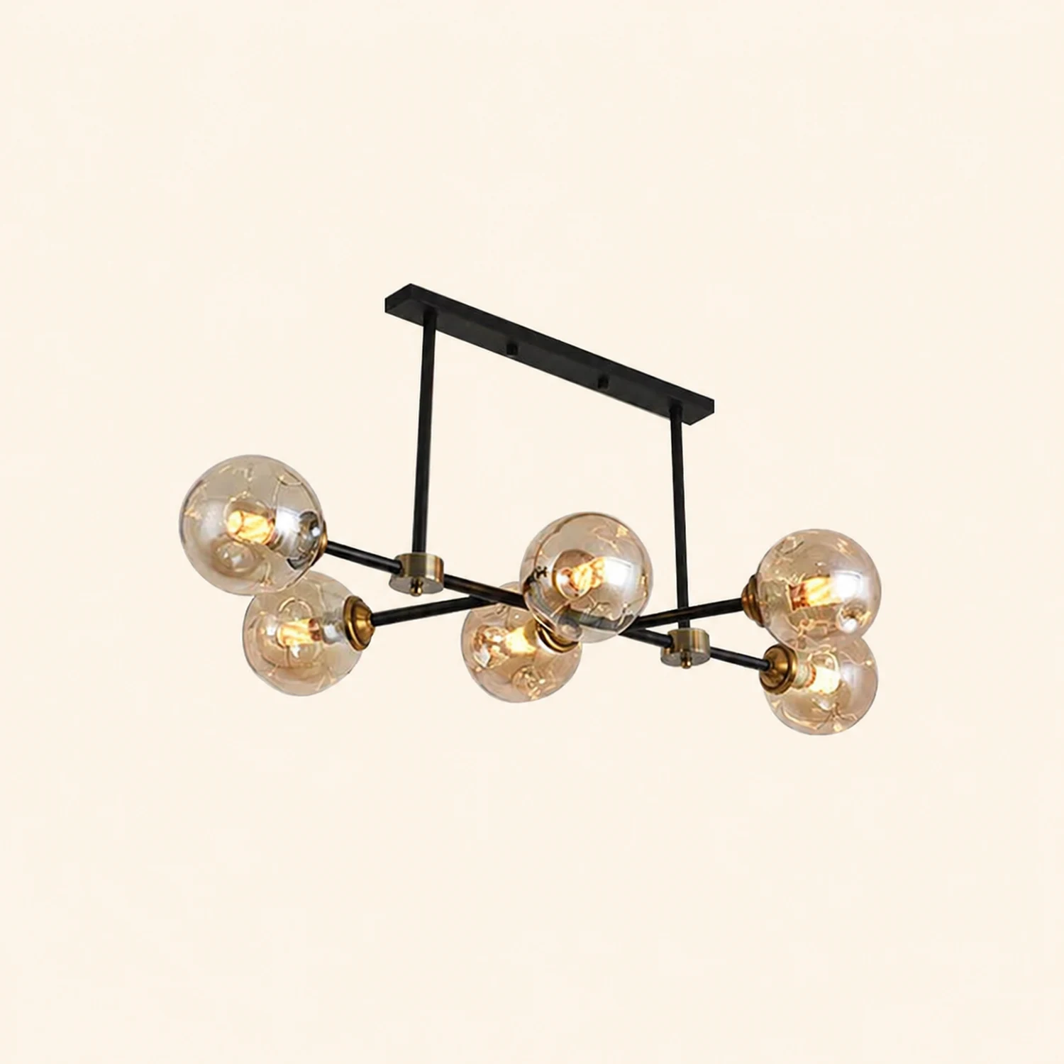 Valentina Glas Schwarze Pendellampe, 6-flammig - Lumpaz