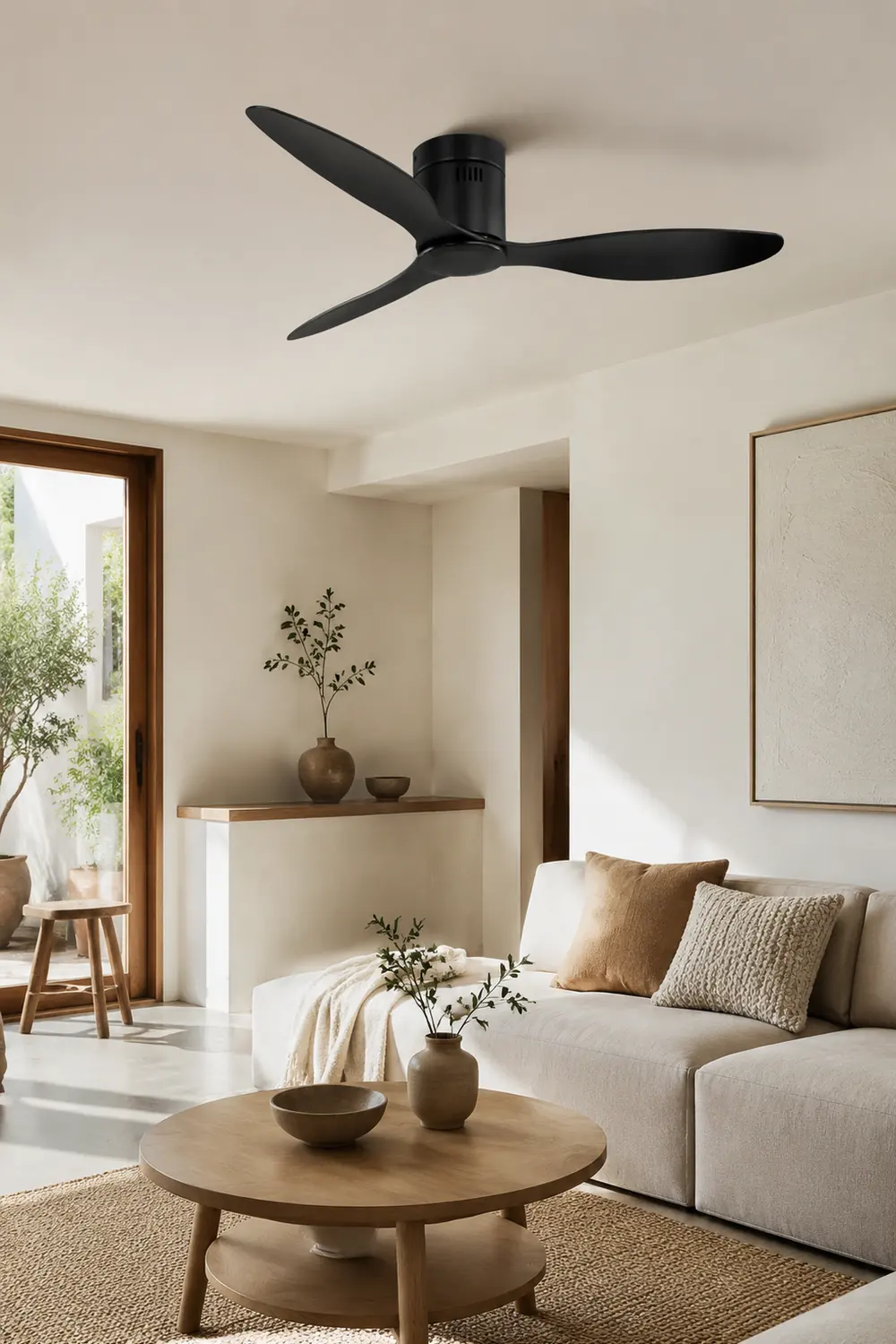 Walters Minimalistischer 3-Blätter Schwarzer Deckenventilator, Metall & ABS, ∅132CM - Lumpaz
