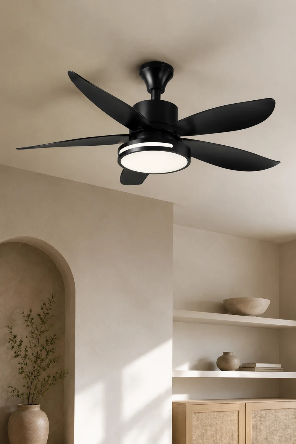 Haydn 5-Blätter Grundlegender Dicker Deckenventilator, Metall & ABS, ∅132CM - Lumpaz