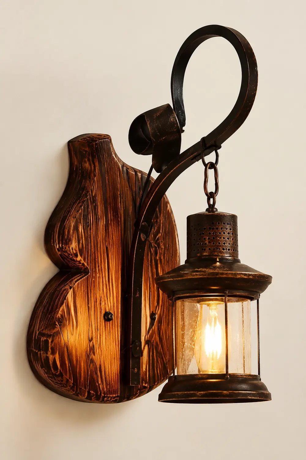 Austin Cucurbits Laterne Wandleuchte, Holz & Metall - Lumpaz