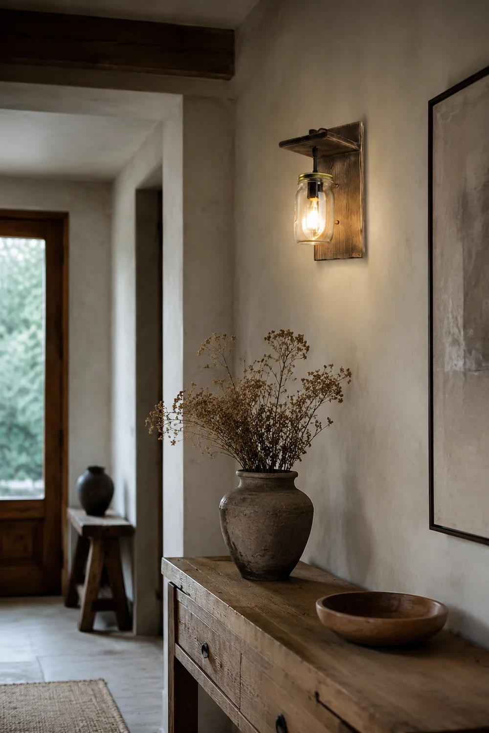Austin Glas Wandleuchte, Metall & Holz - Lumpaz