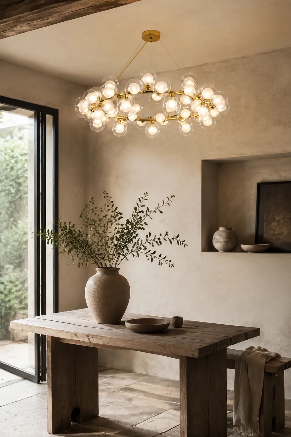 Valentina Goldene Pendellampe, 45-flammig, Metall & Glas - Lumpaz