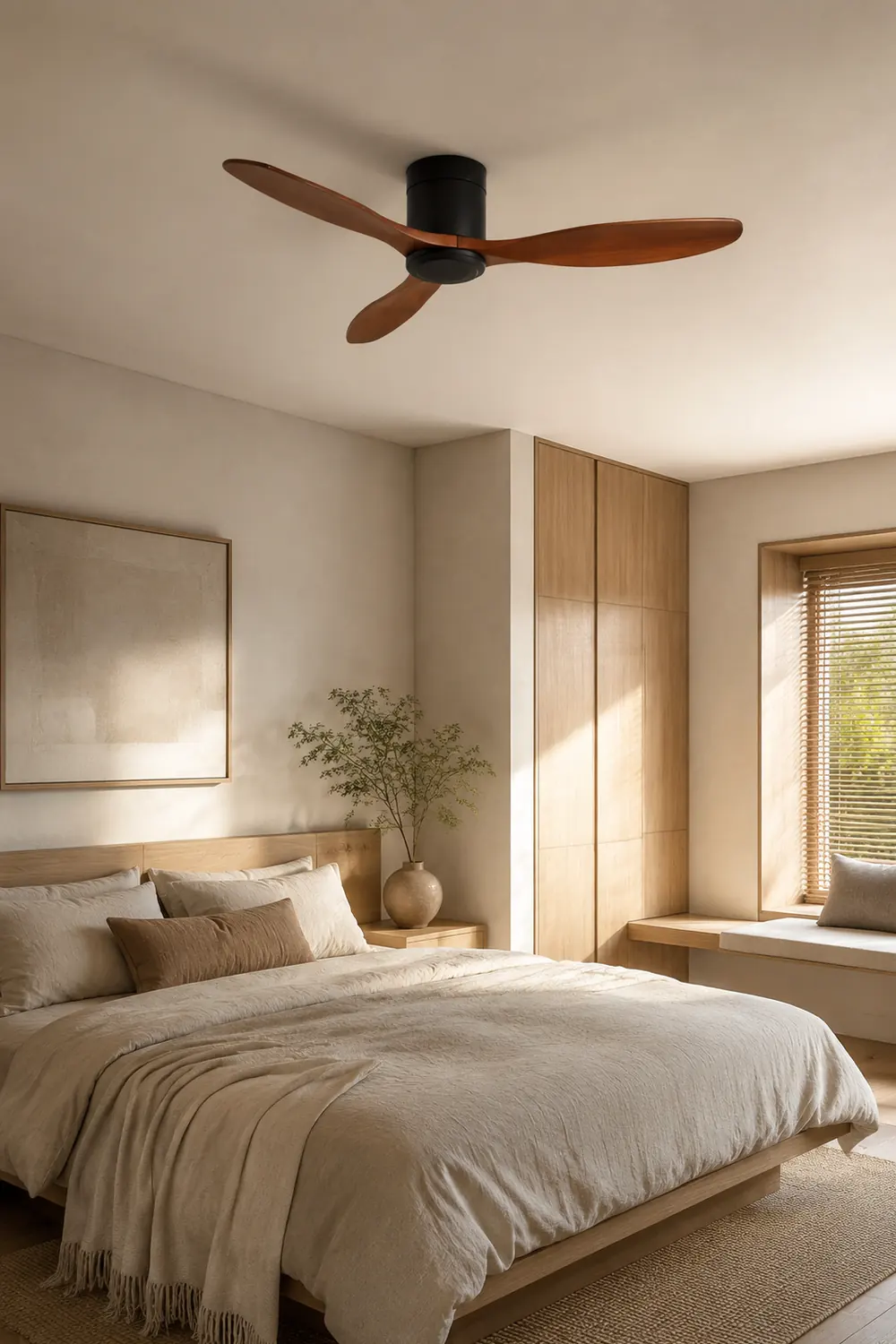 Walters Minimalist 3 Blätter Schwarz Deckenventilator, ∅132CM - Lumpaz