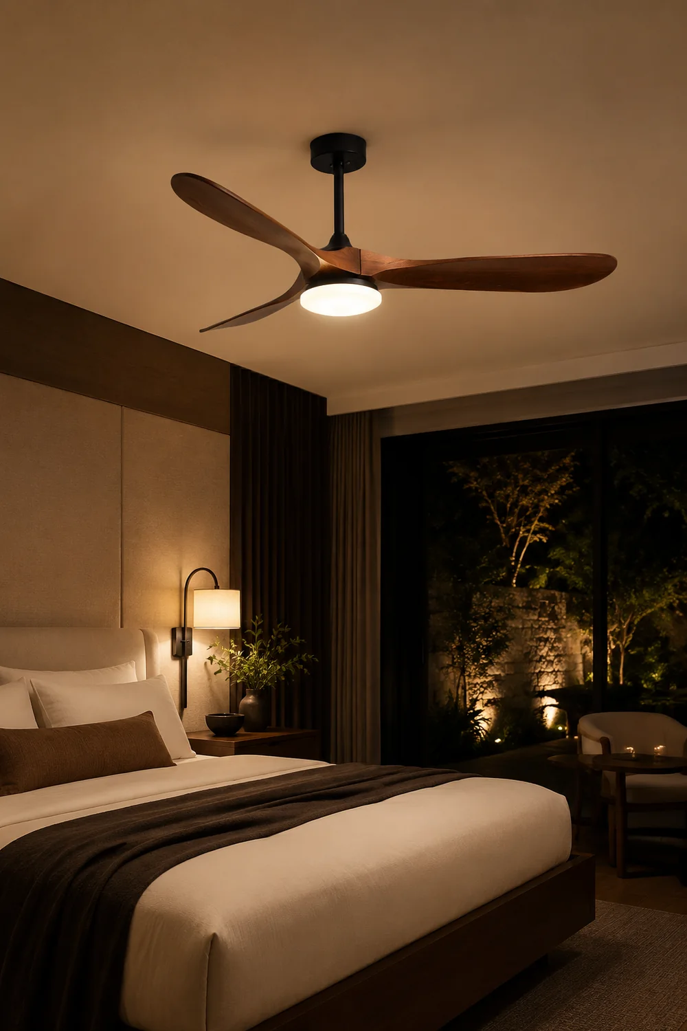 Haydn Schwarz 3 Blätter Deckenventilator mit Beleuchtung, Metall & Holz, ∅132CM - Lumpaz