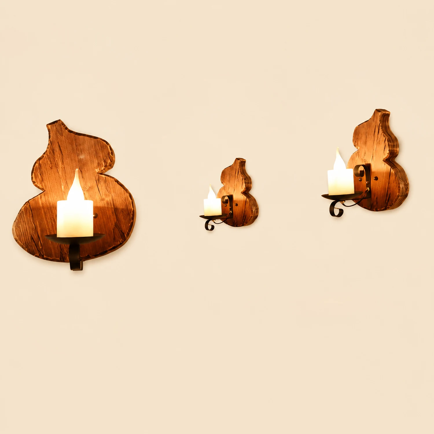 Austin Cucurbits Kerze Wandleuchte, Holz & Metall - Lumpaz
