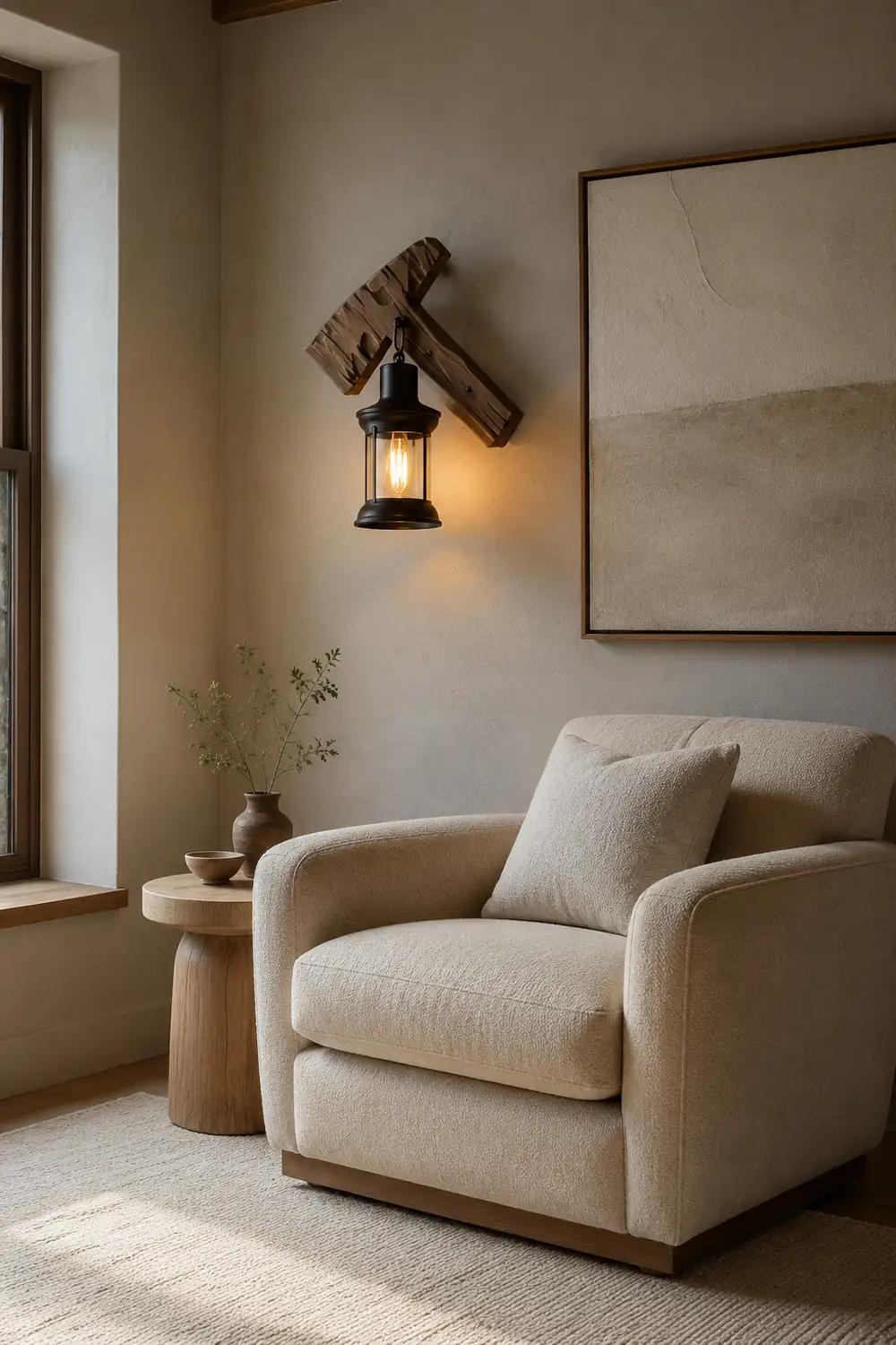 Austin Hammer Laterne Wandleuchte, Holz & Metall - Lumpaz