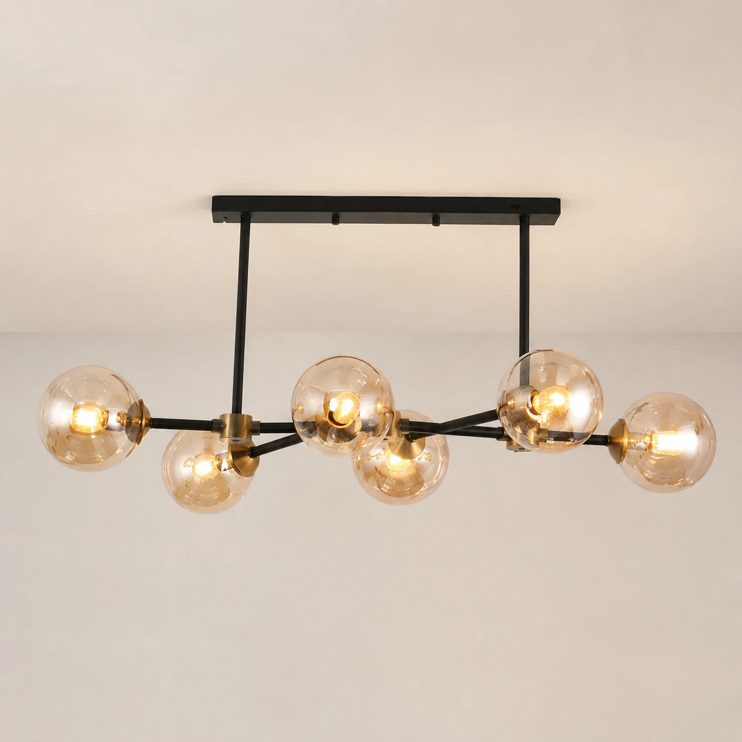 Valentina Glas Schwarze Pendellampe, 6-flammig - Lumpaz