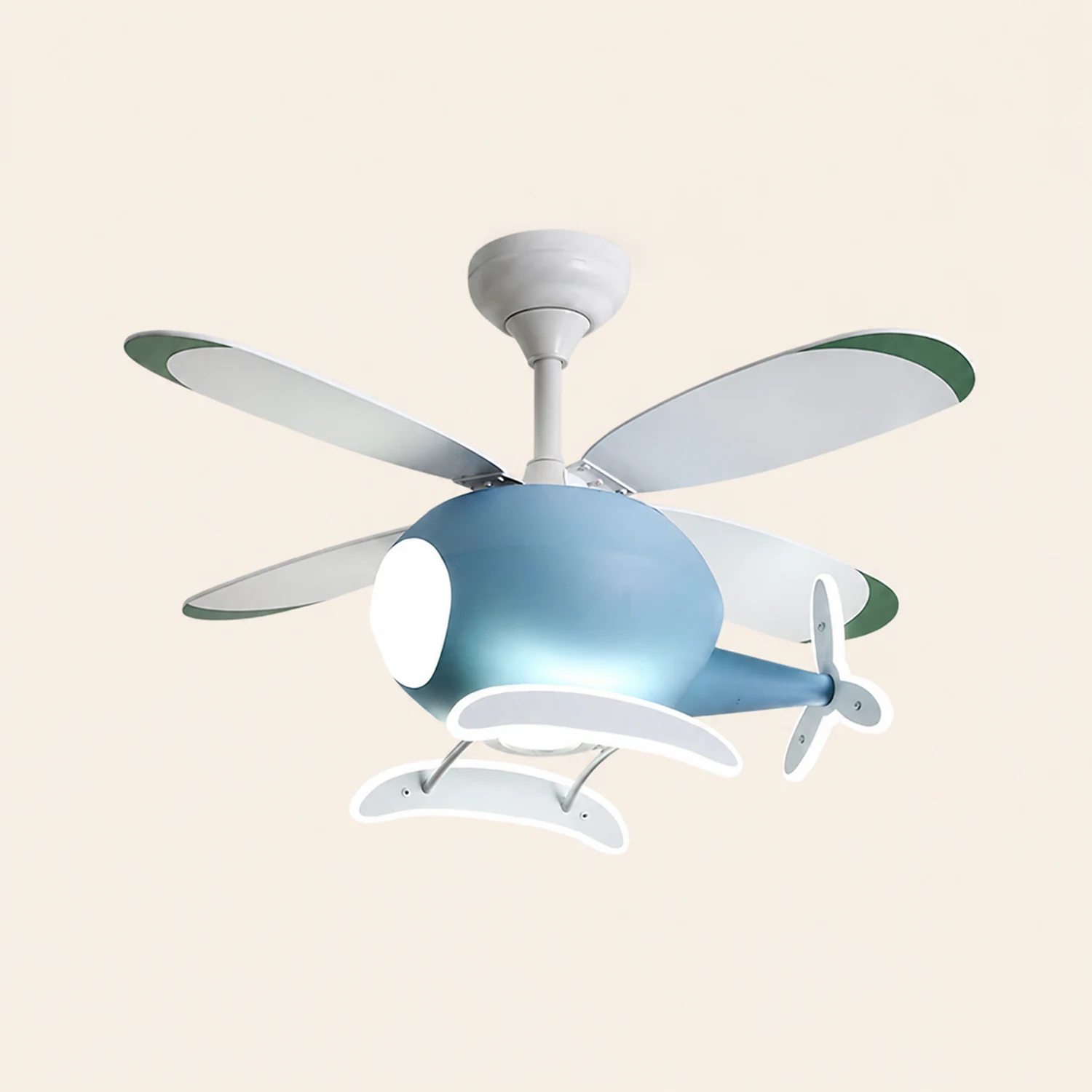 Minori 4-Blätter Blue Jet Deckenventilator, Metall & Holz, ∅90CM - Lumpaz