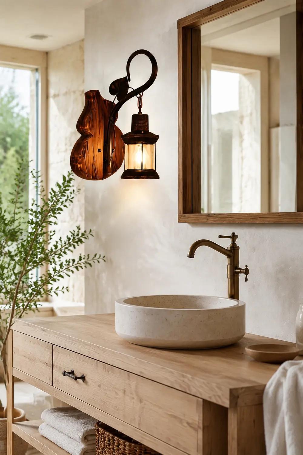 Austin Cucurbits Laterne Wandleuchte, Holz & Metall - Lumpaz