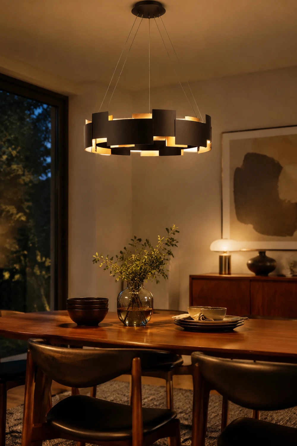 Evette Schwarze Pendellampe, 6/8-flammig, ∅60/80CM - Lumpaz