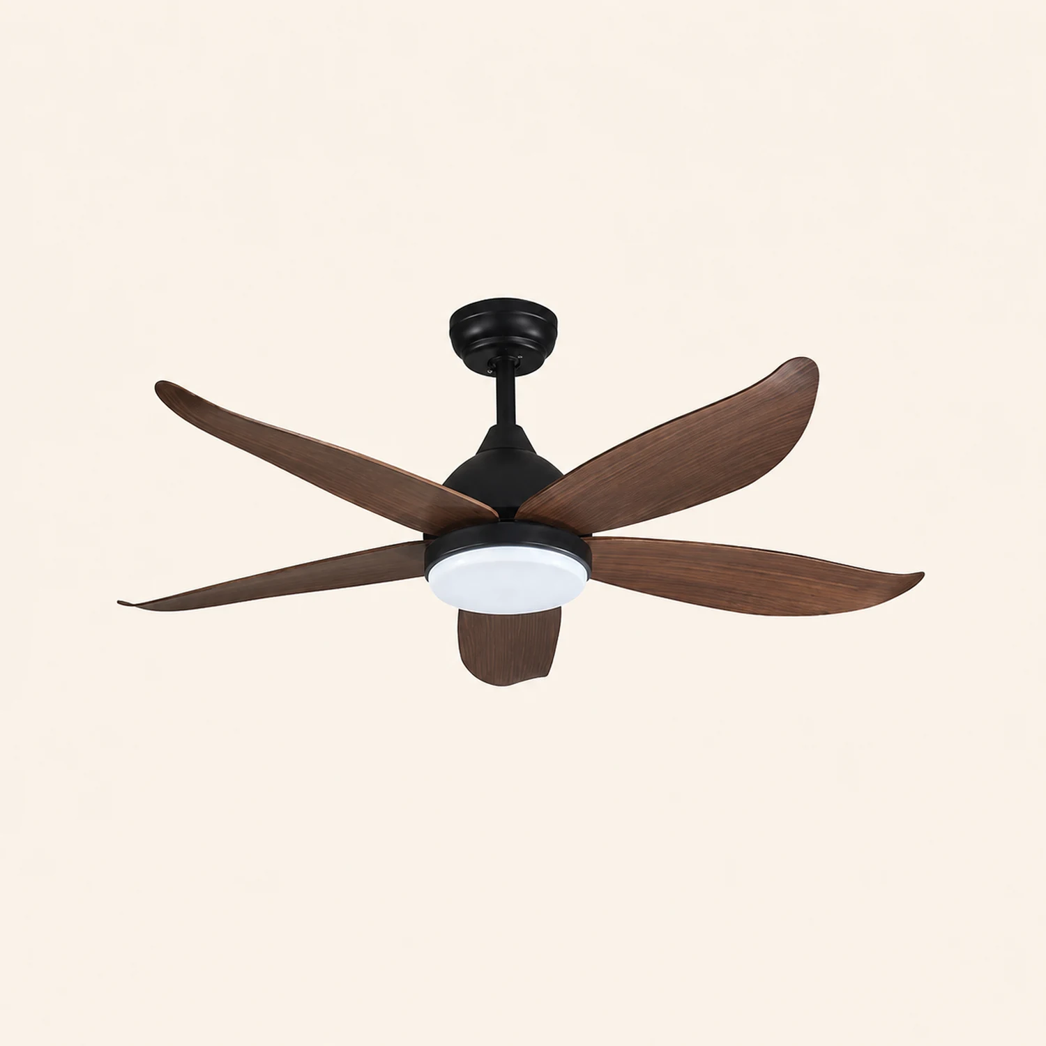 Haydn 5-Blätter Schwarzer Deckenventilator, Metall & Holz, ∅ 120CM - Lumpaz