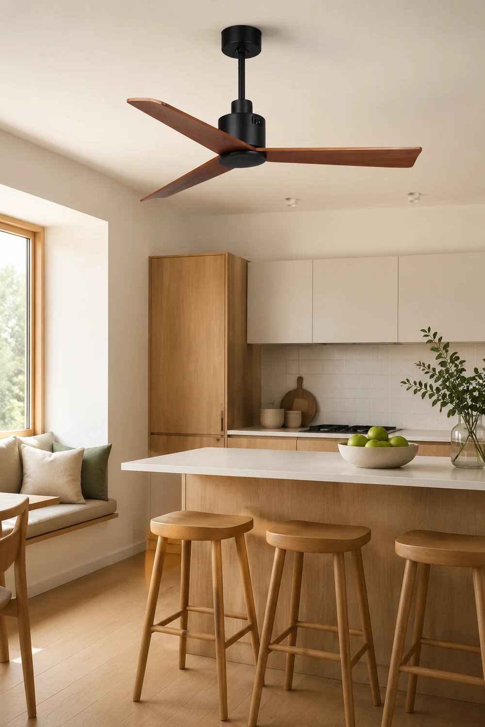 Haydn 3-Blatt Schwarzer Deckenventilator, Metall & ABS, ∅132CM - Lumpaz