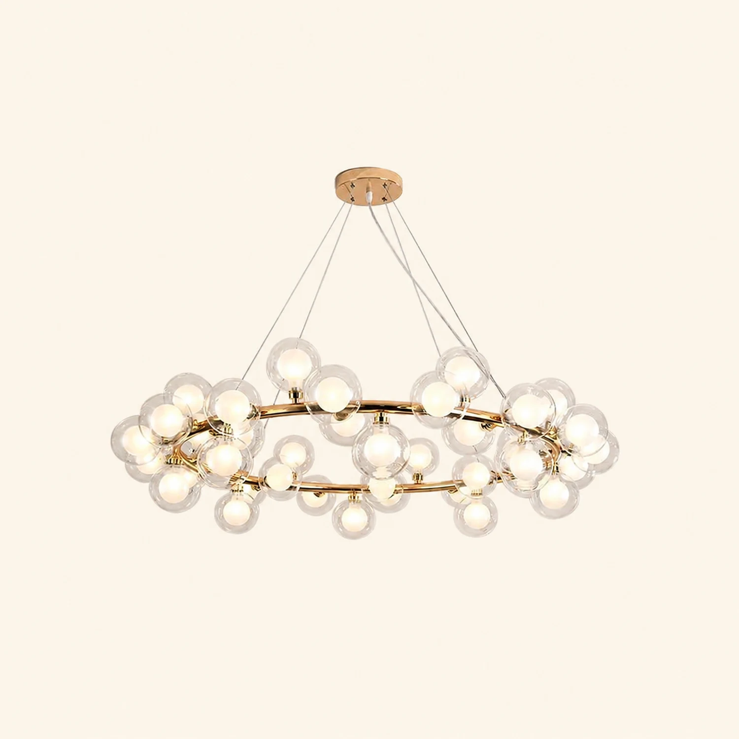 Valentina Goldene Pendellampe, 45-flammig, Metall & Glas - Lumpaz