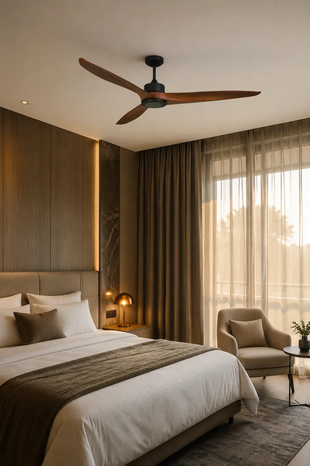 Haydn 3-Blatt Deckenventilator, Metall & Holz, ∅132CM - Lumpaz