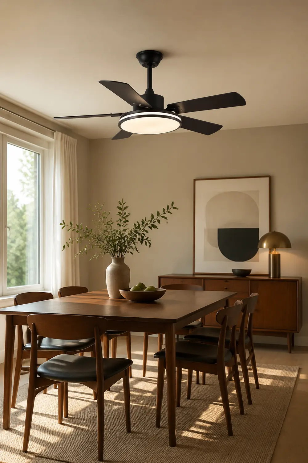 Haydn 5-Blätter Grundlegender Schwarzer Dicker Deckenventilator, Metall & ABS, ∅132CM - Lumpaz