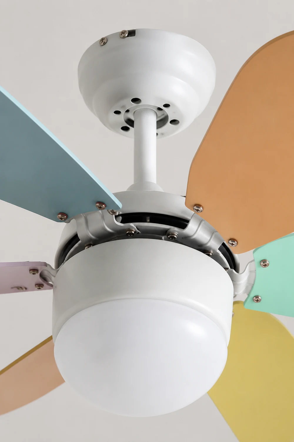 Morandi 5-Blätter Runder Deckenventilator, Metall & Holz, ∅90CM - Lumpaz
