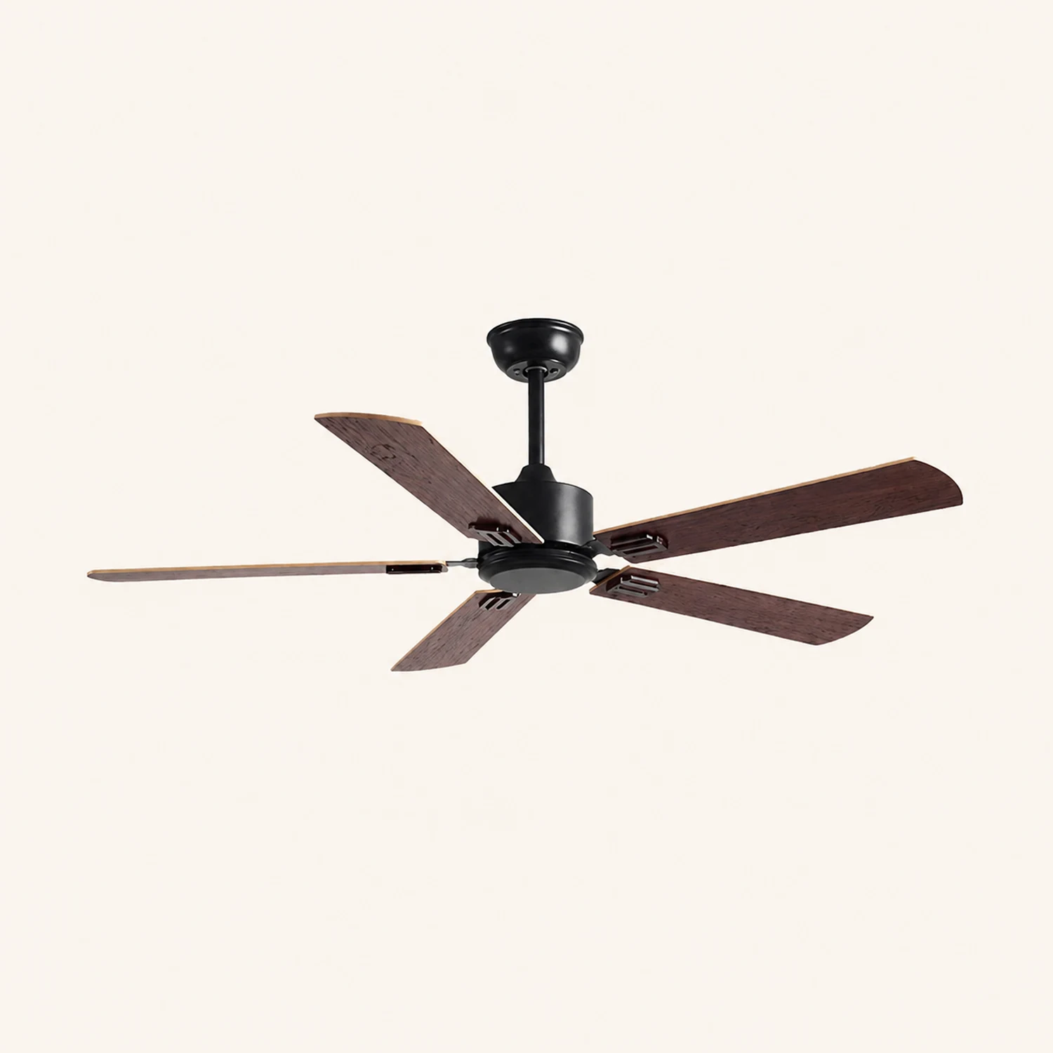Haydn 5-Blatt Schwarzer Deckenventilator, Metall & Holz, ∅130CM - Lumpaz