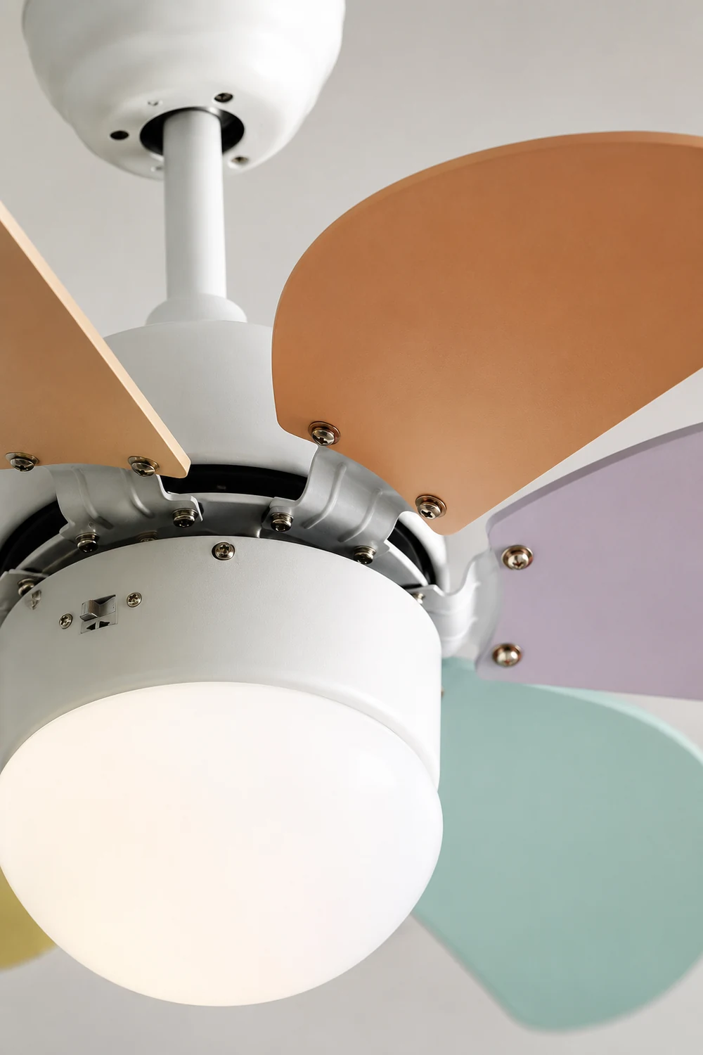 Morandi 5-Blätter Runder Deckenventilator, Metall & Holz, ∅90CM - Lumpaz
