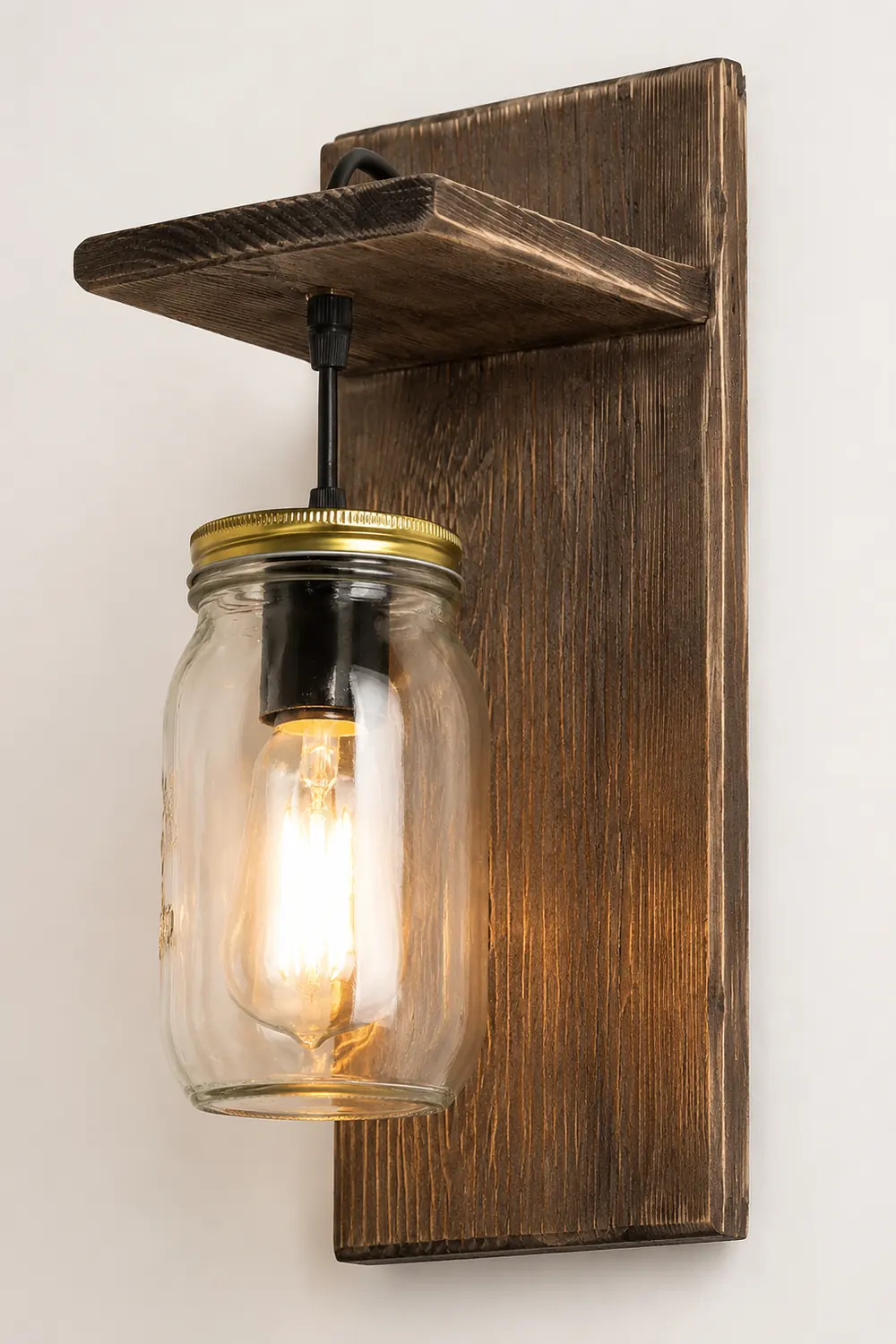 Austin Glas Wandleuchte, Metall & Holz - Lumpaz