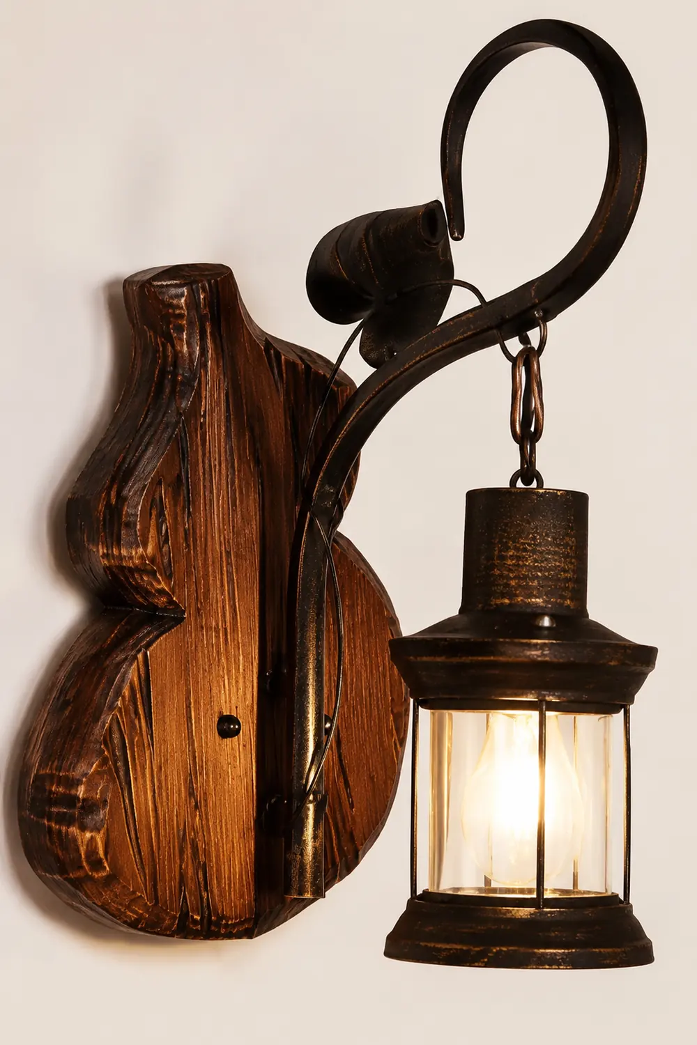 Austin Cucurbits Laterne Wandleuchte, Holz & Metall - Lumpaz