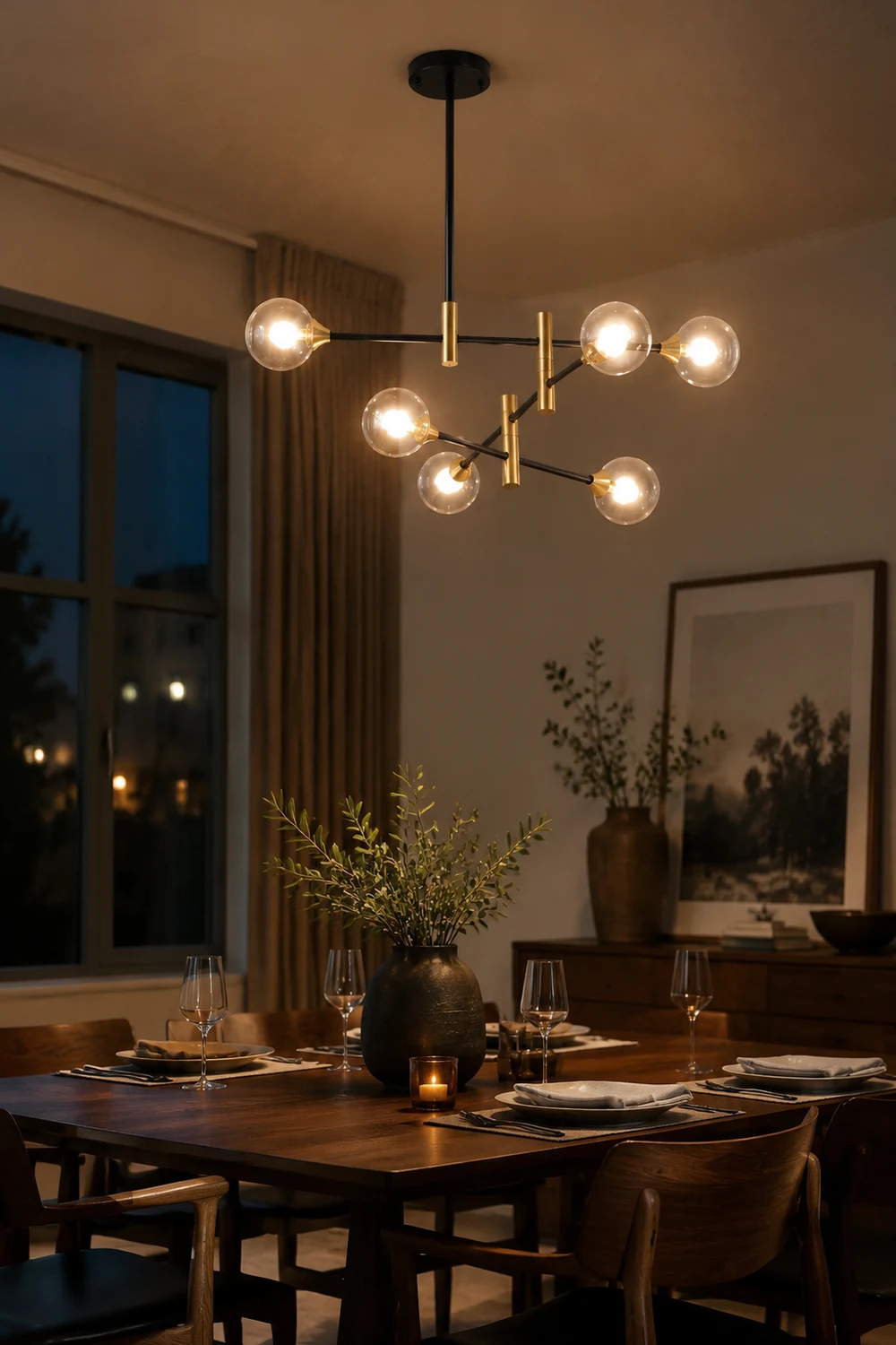 Valentina Goldene Pendellampe, 4/6-flammig, Metall & Glas - Lumpaz