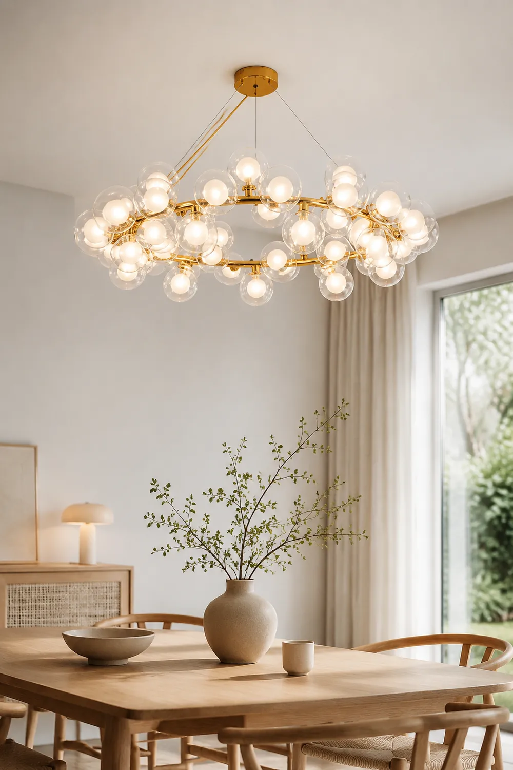 Valentina Goldene Pendellampe, 45-flammig, Metall & Glas - Lumpaz