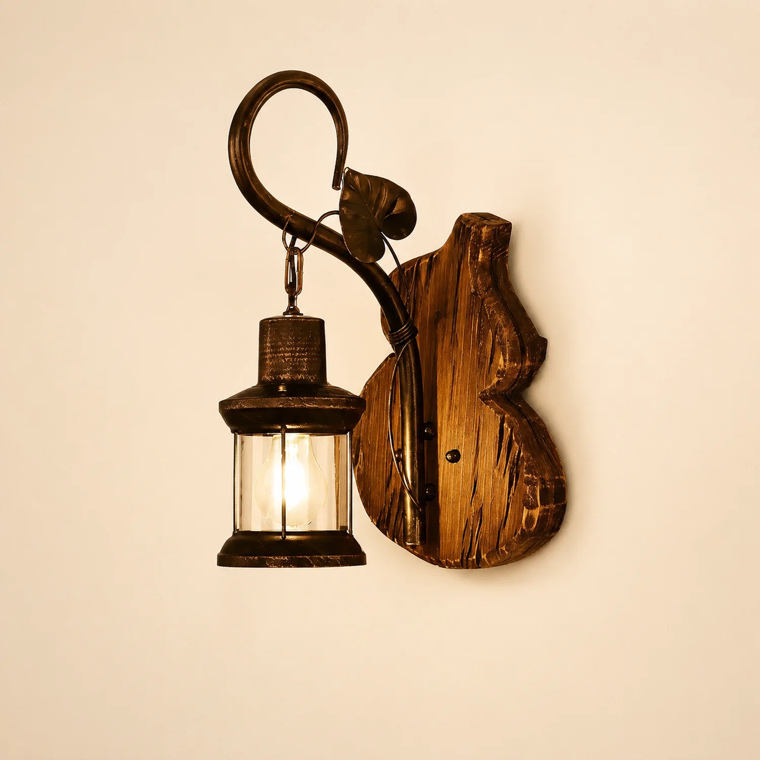 Austin Cucurbits Laterne Wandleuchte, Holz & Metall - Lumpaz