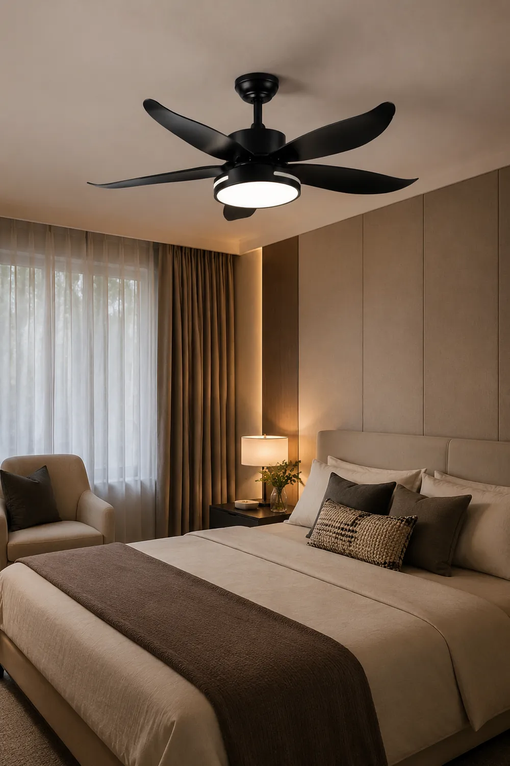 Haydn 5-Blätter Grundlegender Dicker Deckenventilator, Metall & ABS, ∅132CM - Lumpaz