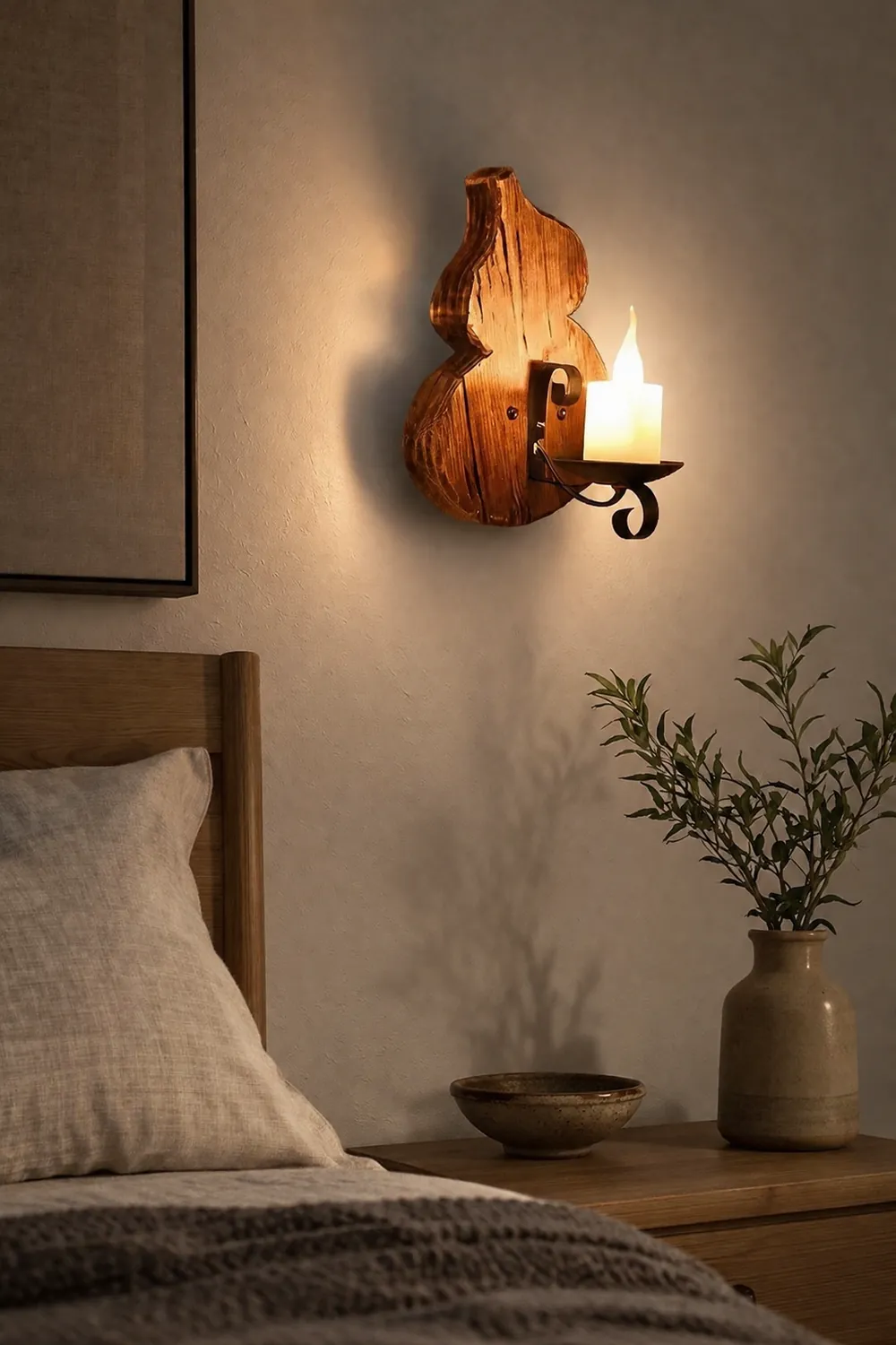 Austin Cucurbits Kerze Wandleuchte, Holz & Metall - Lumpaz