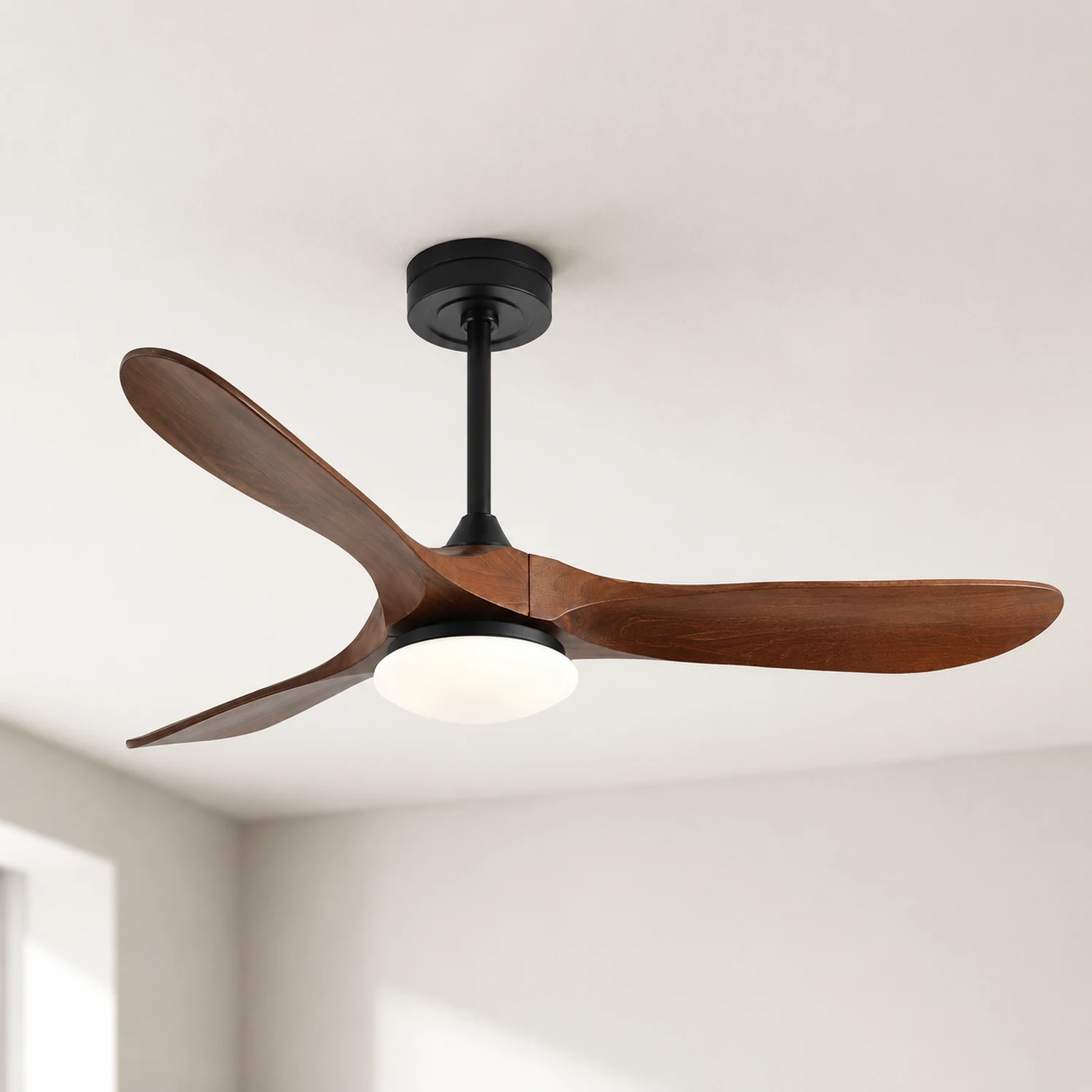Haydn Schwarz 3 Blätter Deckenventilator mit Beleuchtung, Metall & Holz, ∅132CM - Lumpaz