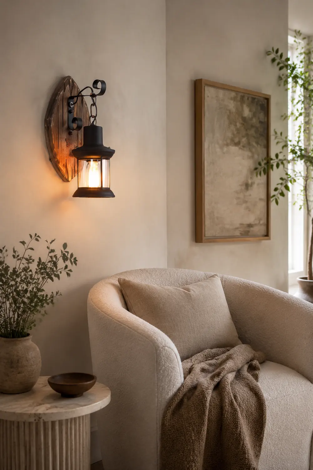Austin Blatt Laterne Wandleuchte, Holz & Metall - Lumpaz