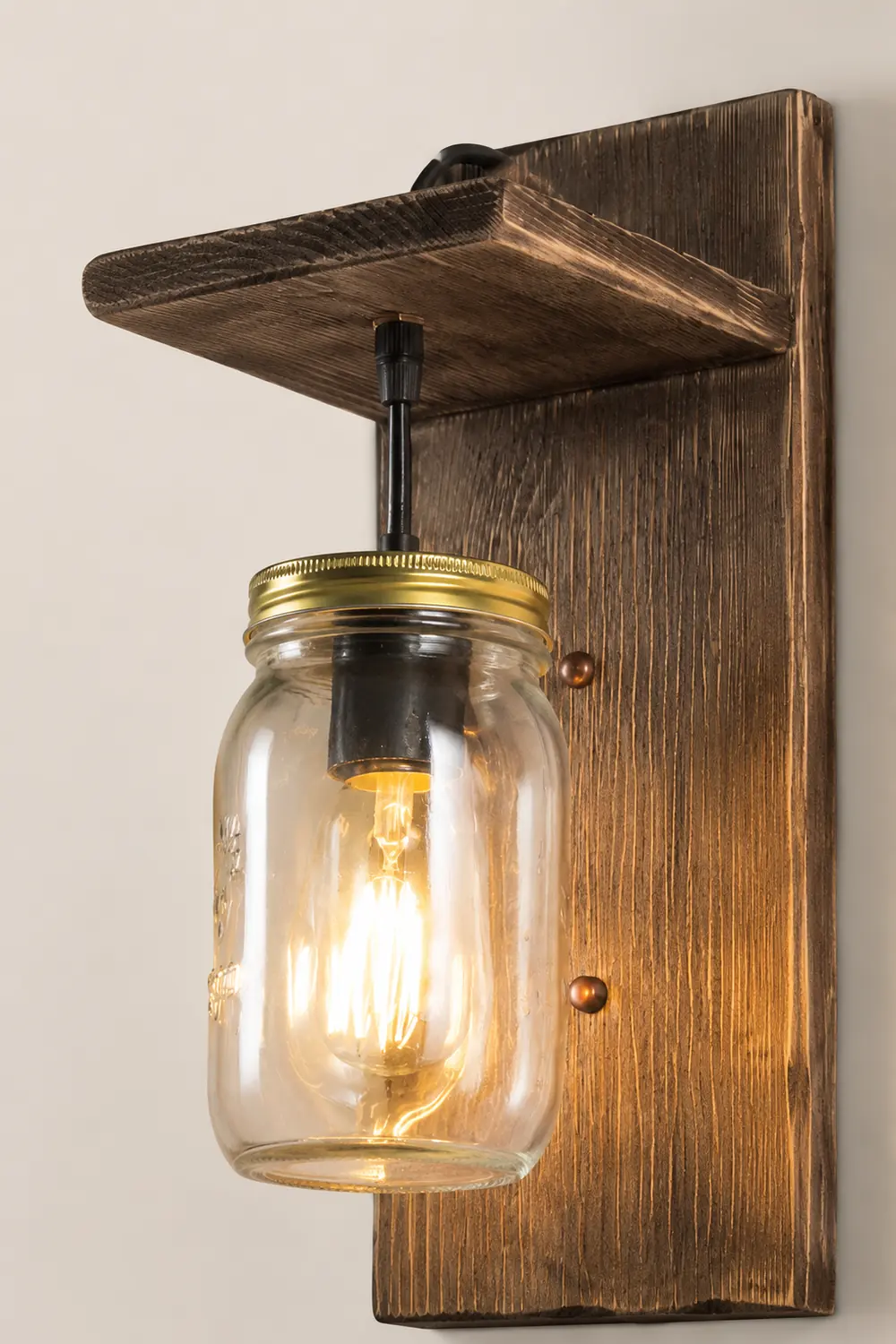 Austin Glas Wandleuchte, Metall & Holz - Lumpaz