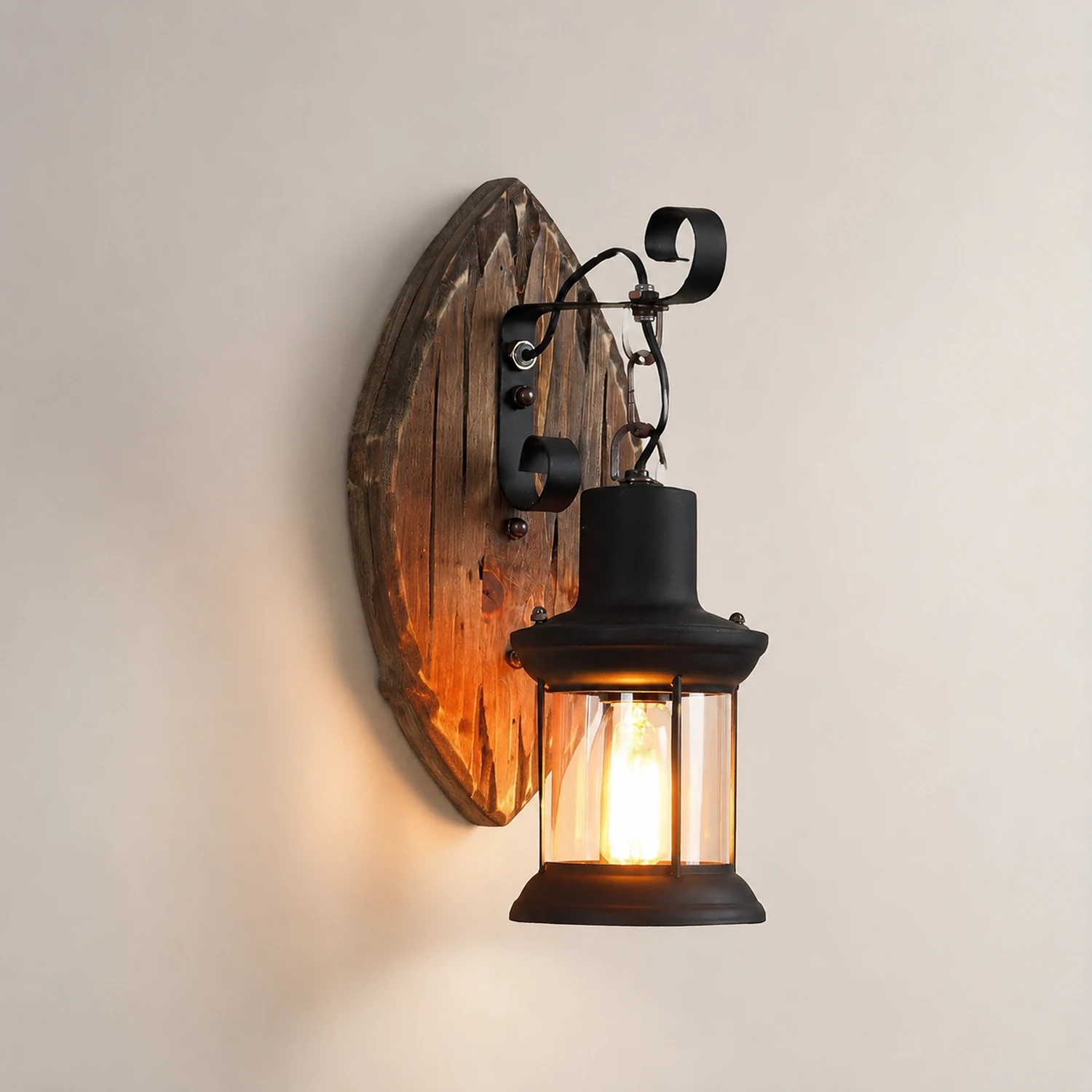 Austin Blatt Laterne Wandleuchte, Holz & Metall - Lumpaz