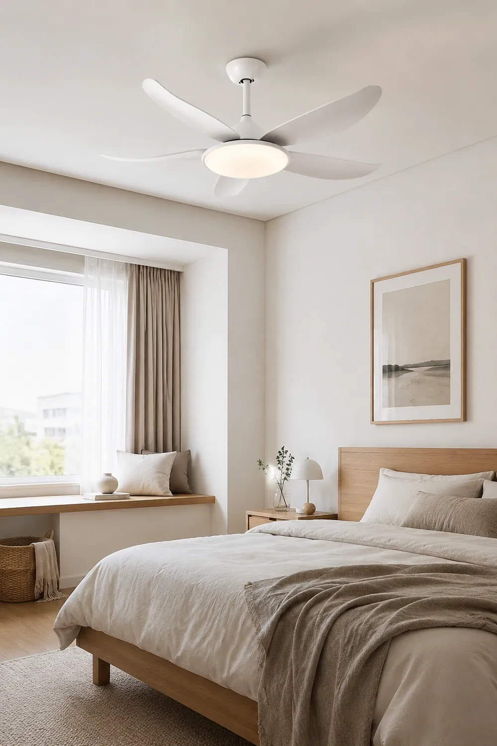 Haydn 5-Blätter Grundlegender Dicker Deckenventilator, 2 Farben, Metall & ABS, ∅132CM - Lumpaz