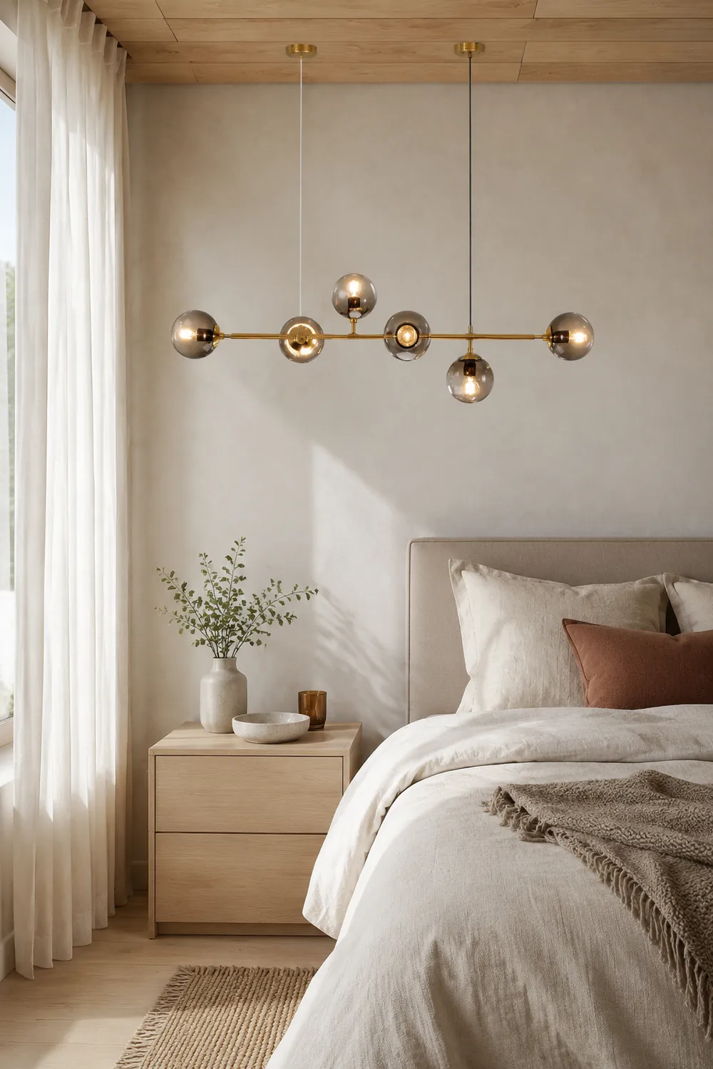 Valentina Goldene Pendellampe, 6-flammig, Metall & Glas - Lumpaz